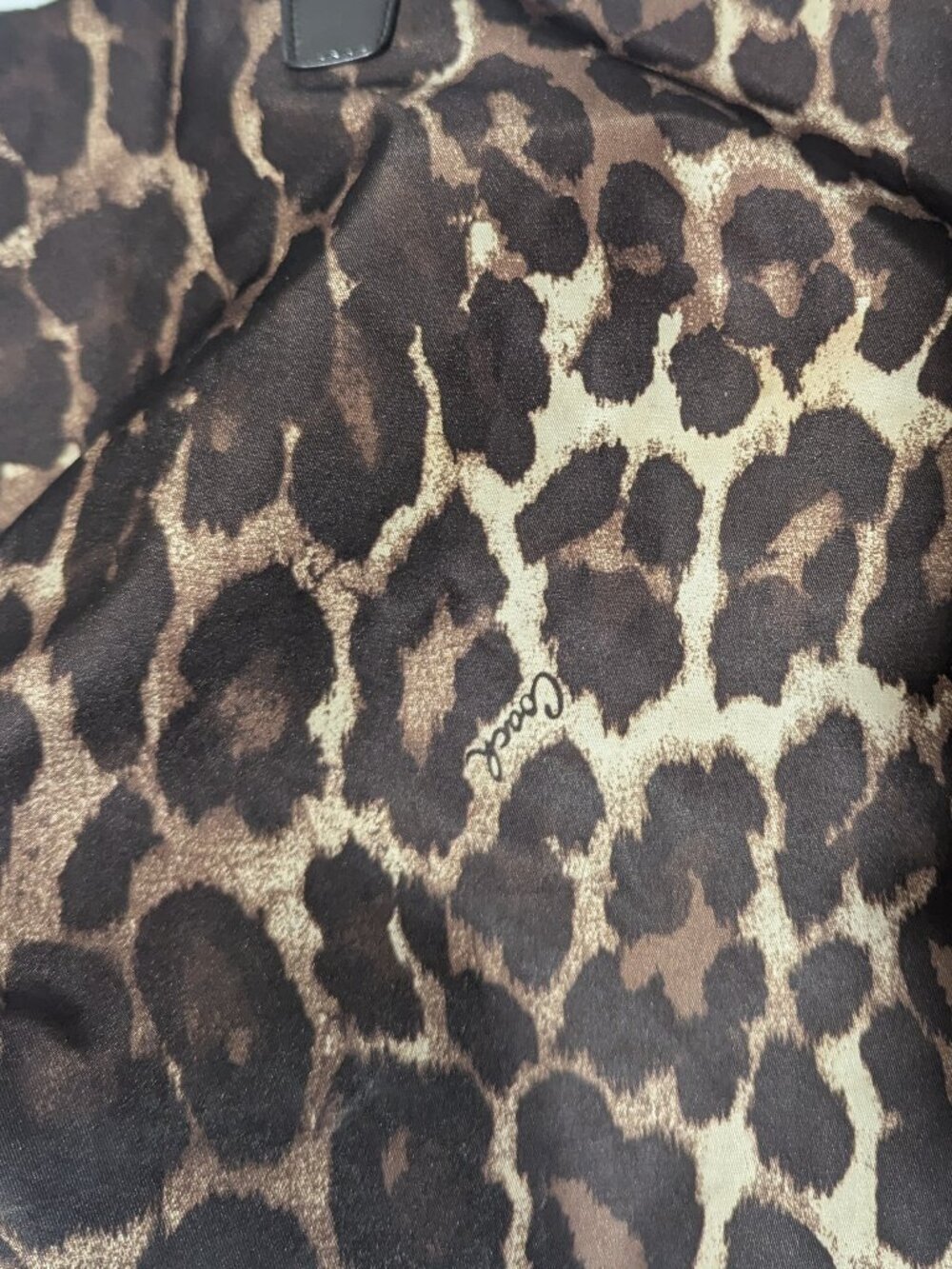Coach Leopard Print Nylon Weekender Tote Bag Travel Carryall Zip Top NO Pouch - Picture 6 of 10